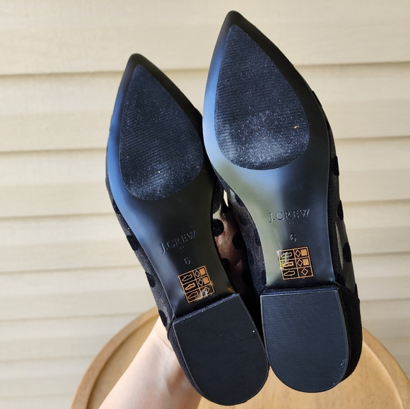 J. Crew dot mesh black flats with velvet bow - Picture 7 of 10